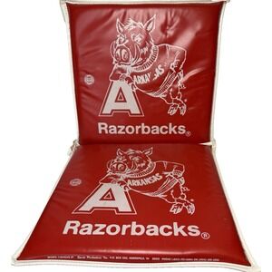 Vintage Arkansas Razorbacks Hogs Stadium Padded Seat 2 Cushions 14.5" x 14.5"